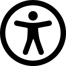 stick person in circle with arms out, the accessibility symbol