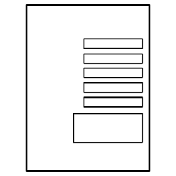 Piece of paper with varying sizes of empty boxes on right hand side