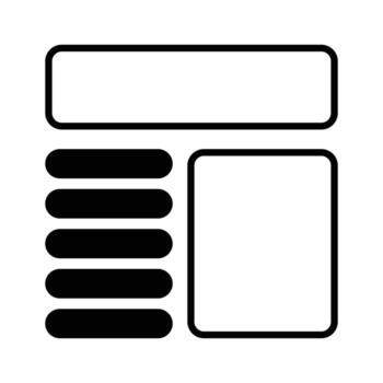 icon of empty boxes and text lines on a document